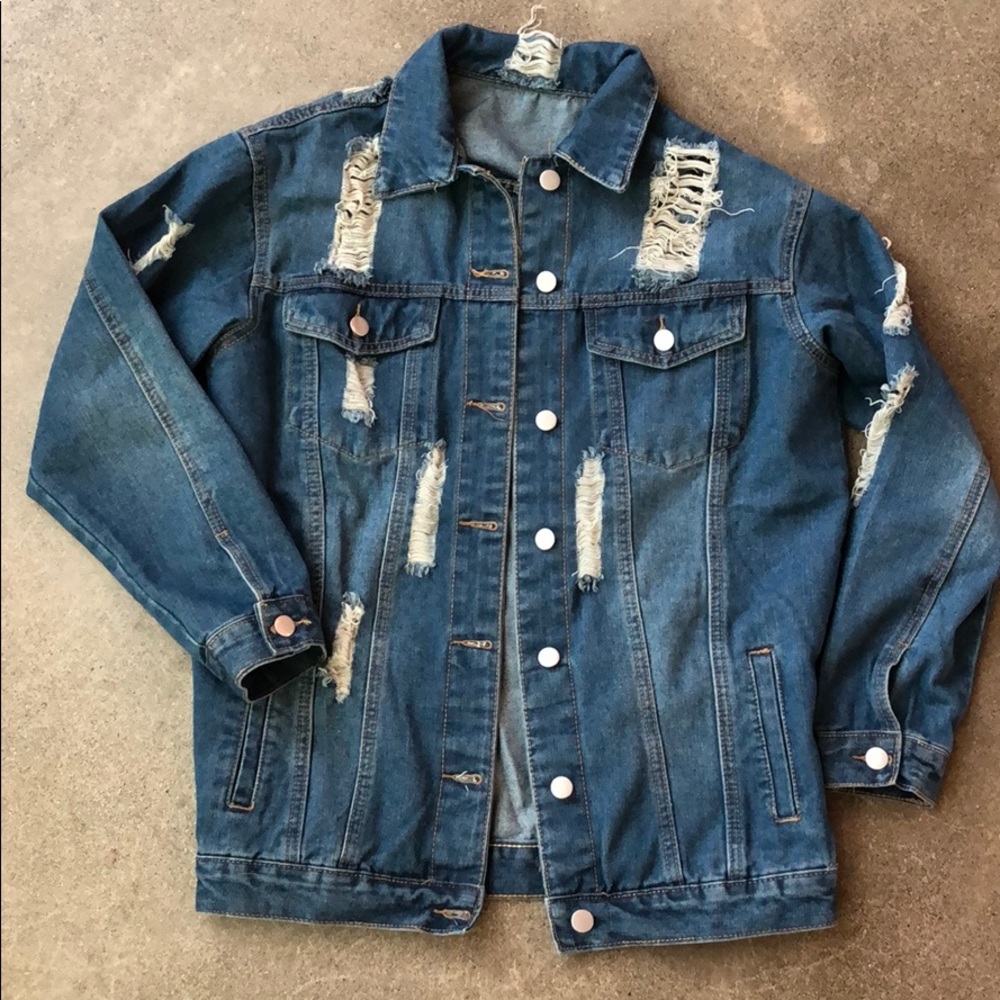 Oversized Distressed Denim Jacket